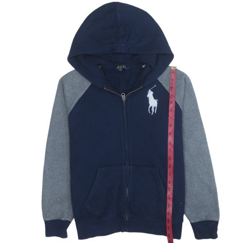 Ralph Lauren Boys Blue Full Zip Hoodie 14-16 Years Colourblock Fleece
