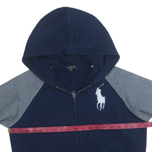 Ralph Lauren Boys Blue Full Zip Hoodie 14-16 Years Colourblock Fleece