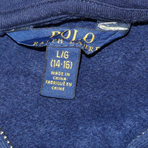 Ralph Lauren Boys Blue Full Zip Hoodie 14-16 Years Colourblock Fleece