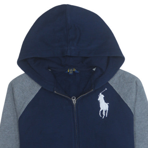 Ralph Lauren Boys Blue Full Zip Hoodie 14-16 Years Colourblock Fleece