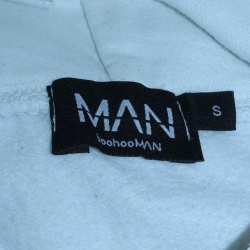 BoohooMAN Men's White Pullover Hoodie Small Graphic Bear Print