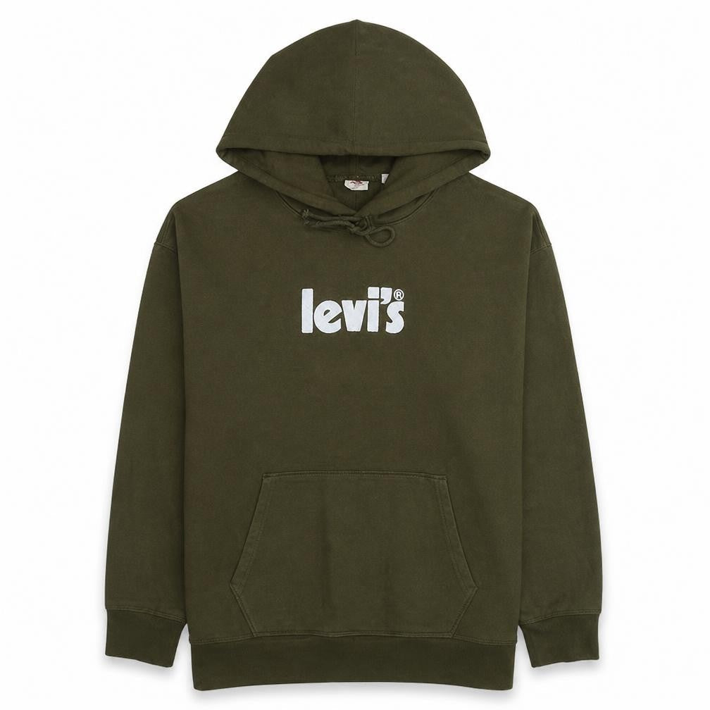 Levi's Men's Green XL Pullover Hoodie with Logo Print
