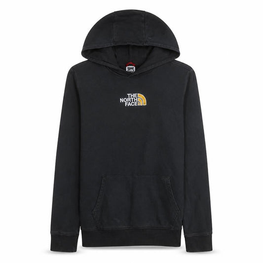 Front view of The North Face boys’ black xl pullover hoodie with logo