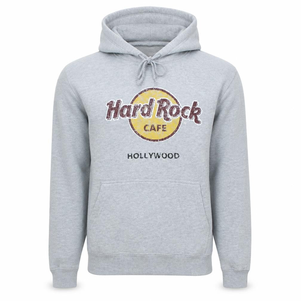 Hard Rock Cafe Men's Grey Pullover Hoodie Medium Music Logo Sweatshirt