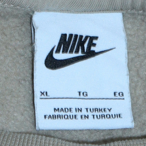 Nike Womens Beige Crew Neck Pullover Sweatshirt XL Cotton Blend