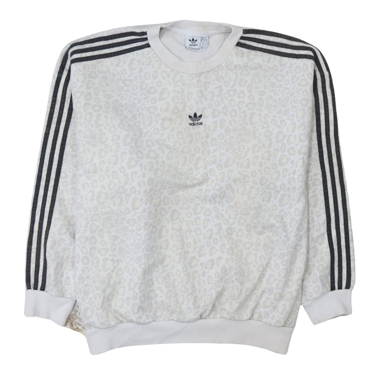 Adidas Womens White Animal Print Crew Neck Sweatshirt Size 12