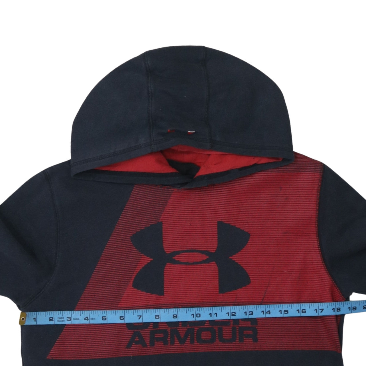 Under Armour Boys Black & Red Pullover Hoodie XL Loose Fit ColdGear