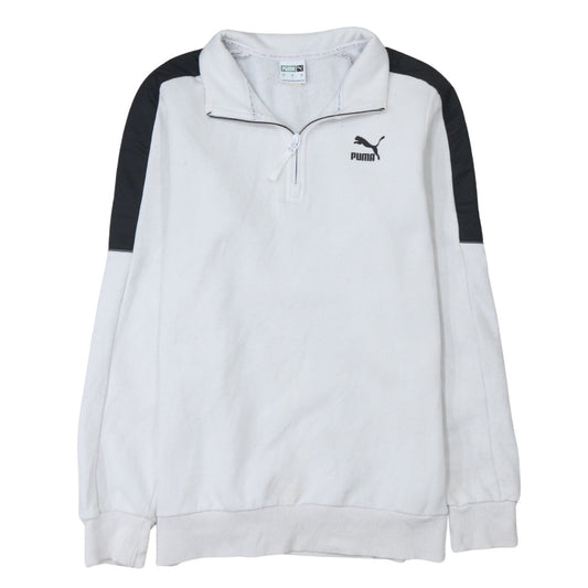 Puma Men’s White 1/4 Zip Sweatshirt Size S Sportswear Classic