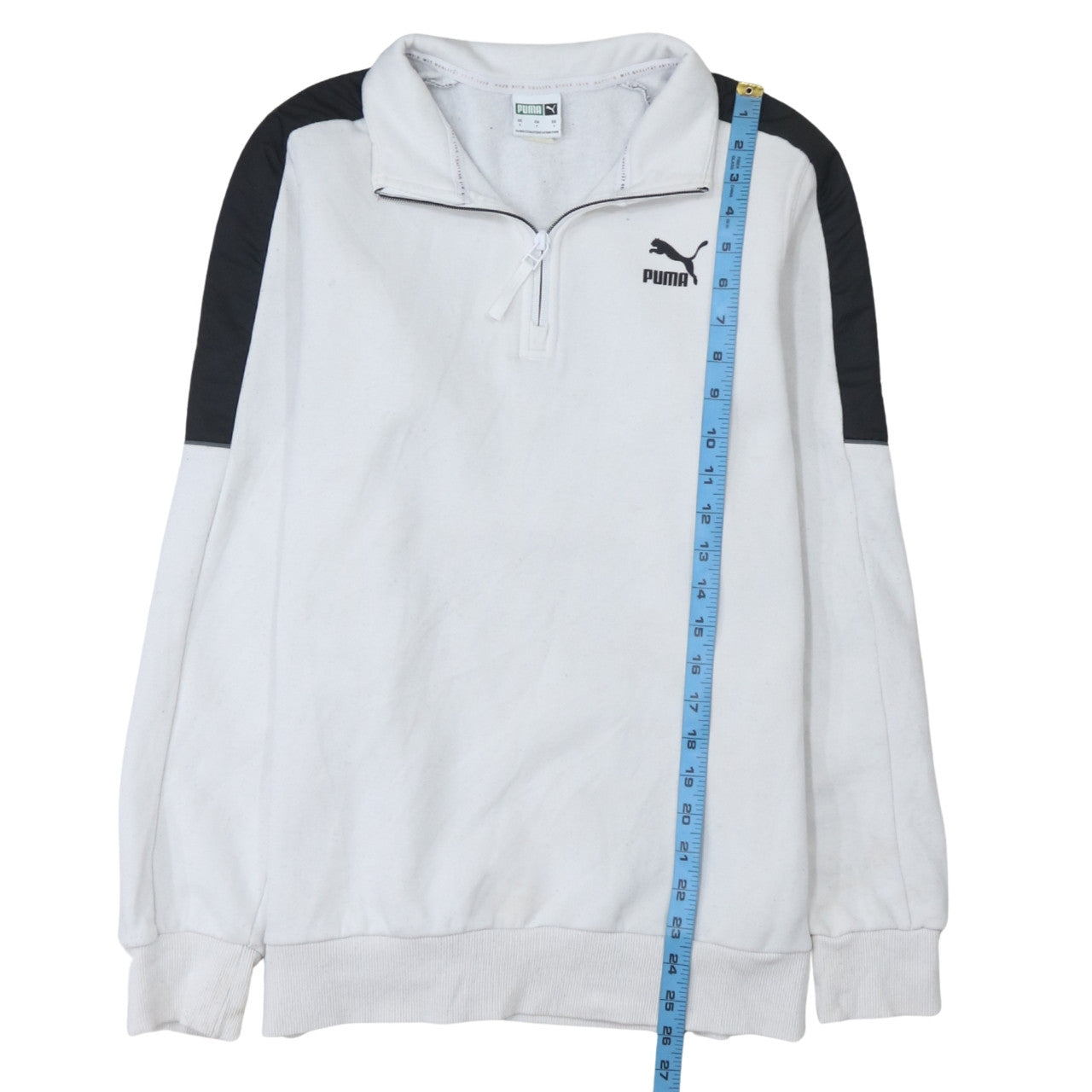 Puma Men’s White 1/4 Zip Sweatshirt Size S Sportswear Classic
