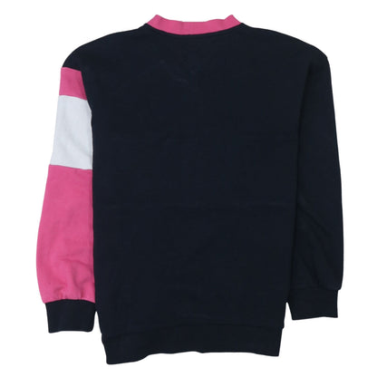 Brand and care label for Tommy Hilfiger girls’ multicoloured v-neck pullover sweatshirt 11-12 years