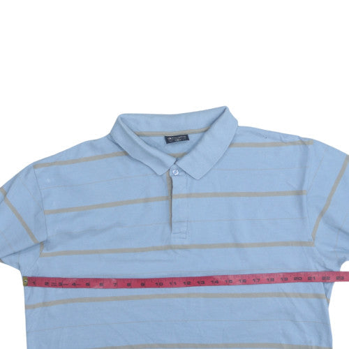 Champion Men's Blue Striped Polo Shirt Size XL Cotton Casual