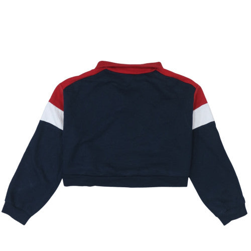 H&M Divided Womens Navy Red 1/4 Zip Cropped Sweatshirt Size 12