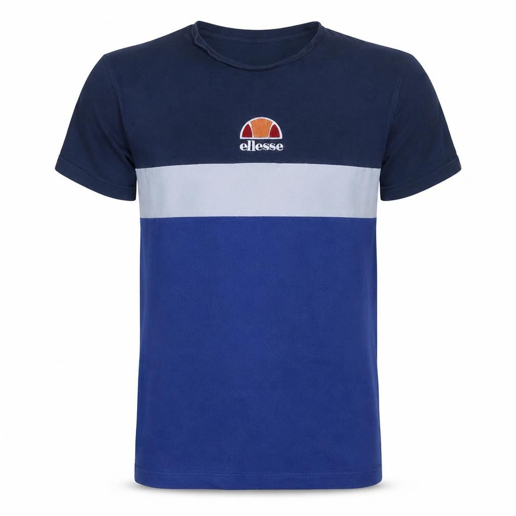 Ellesse Men's Navy Blue Colourblock Crew Neck T-Shirt XS