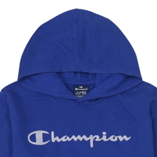Champion Boys Blue Pullover Hoodie 13-14 Years Fleece Logo Sweatshirt