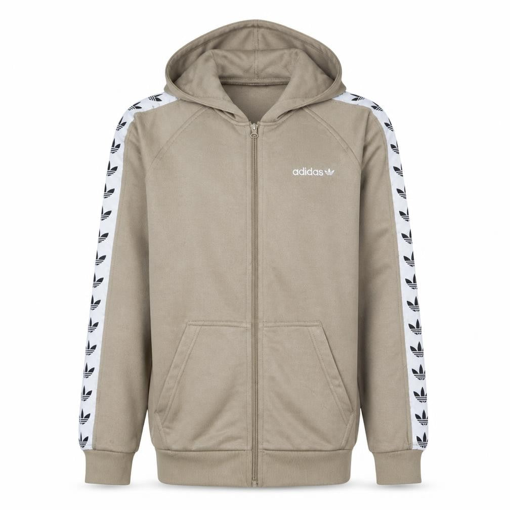 Adidas Men's Beige Full Zip Hooded Sweatshirt Size M