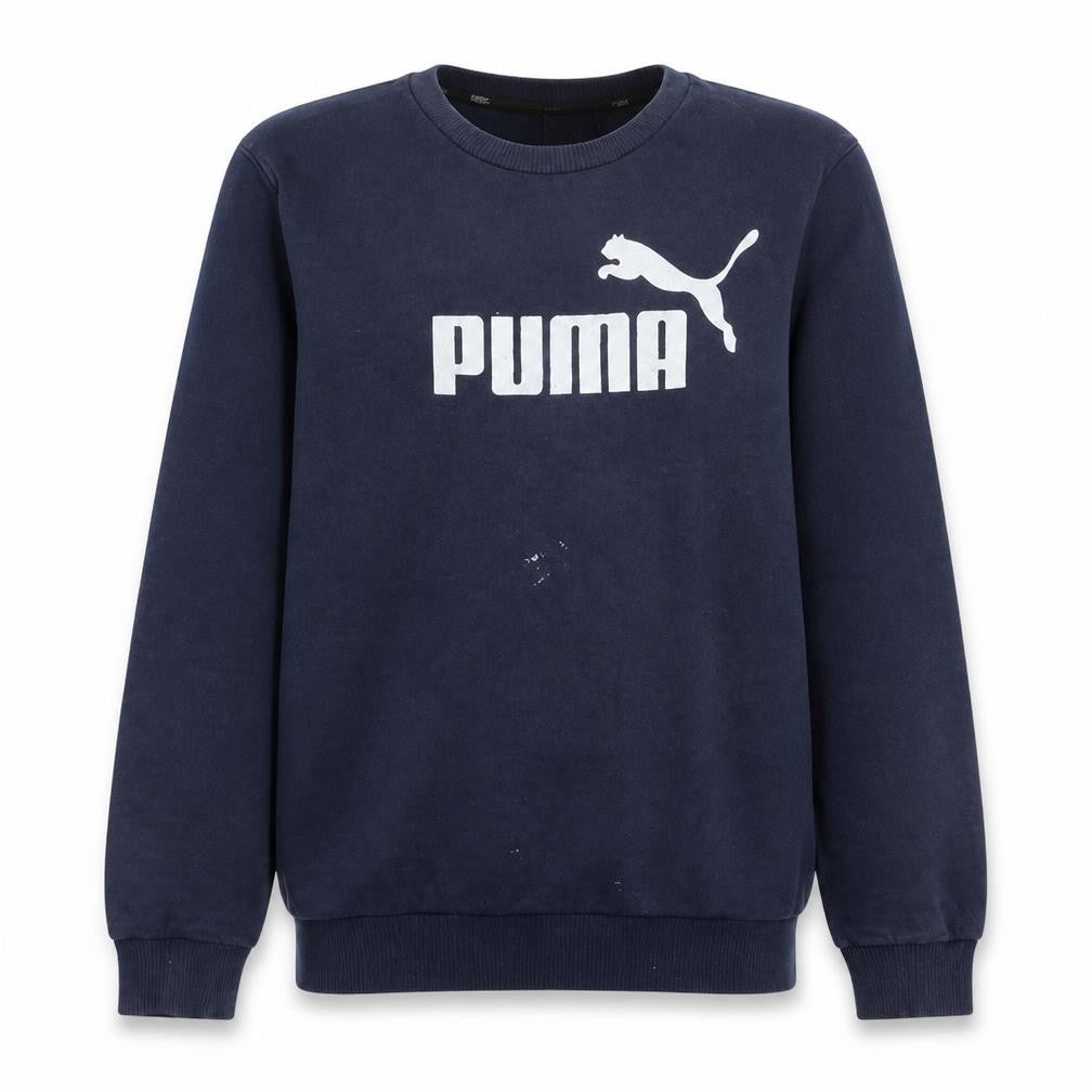 Puma Men's Blue Crew Neck Logo Pullover Sweatshirt Size M