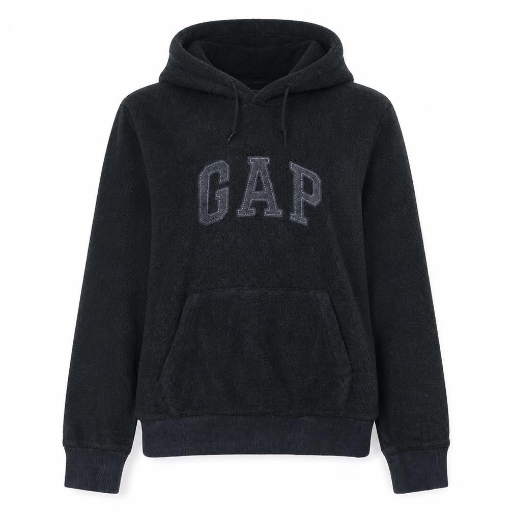 Gap Womens Black Small Pullover Hoodie with Logo and Kangaroo Pocket