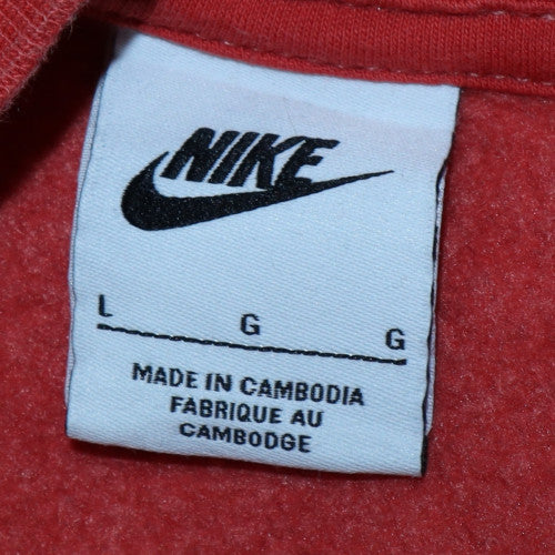 Nike Men's Red Pullover Sweatshirt L Relaxed Fit Fleece Logo Crew Neck