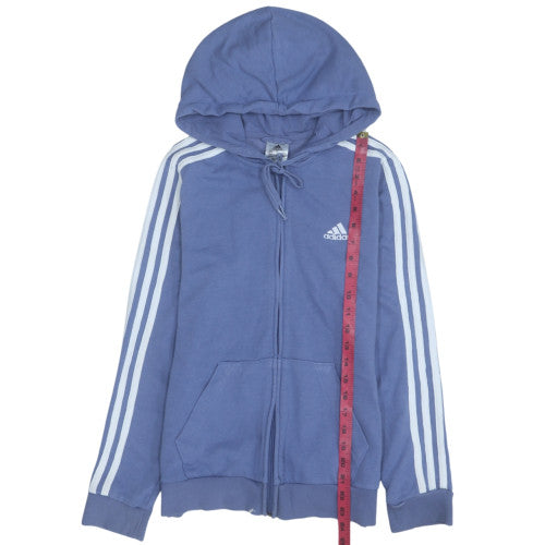 Adidas Women Blue Full Zip Hoodie S 8-10 Cotton Casual Hooded Sweatshirt