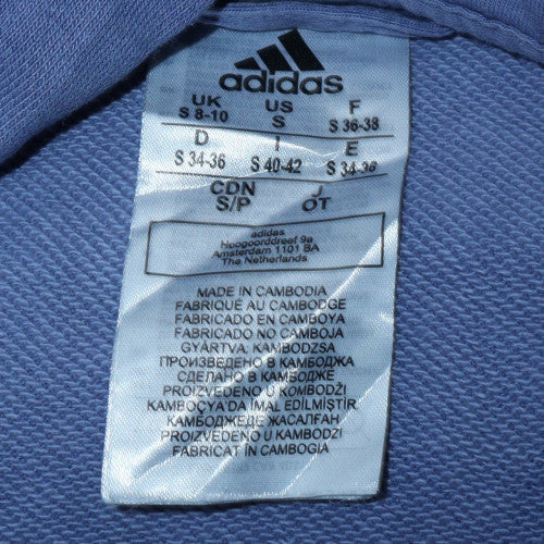Adidas Women Blue Full Zip Hoodie S 8-10 Cotton Casual Hooded Sweatshirt