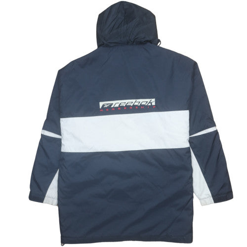 Reebok Mens Navy 2XL Hooded Windbreaker Jacket with Full Zip