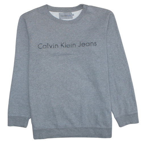 Calvin Klein Jeans Men's Grey L Pullover Sweatshirt Logo Regular Fit