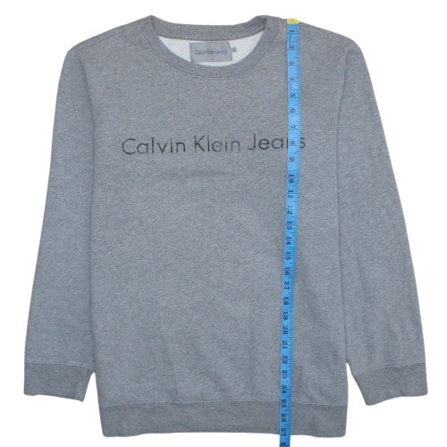 Calvin Klein Jeans Men's Grey L Pullover Sweatshirt Logo Regular Fit