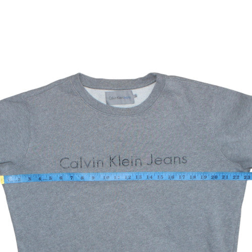 Calvin Klein Jeans Men's Grey L Pullover Sweatshirt Logo Regular Fit