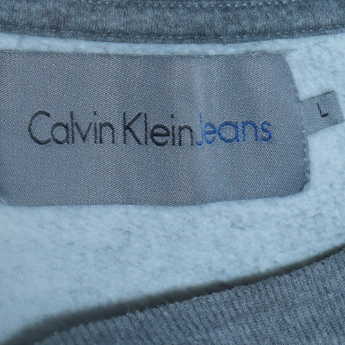 Calvin Klein Jeans Men's Grey L Pullover Sweatshirt Logo Regular Fit