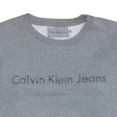 Calvin Klein Jeans Men's Grey L Pullover Sweatshirt Logo Regular Fit