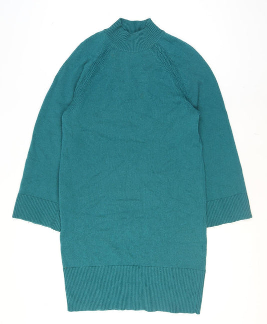 Jaeger Women’s Green Wool Cashmere Mock Neck Jumper Size S