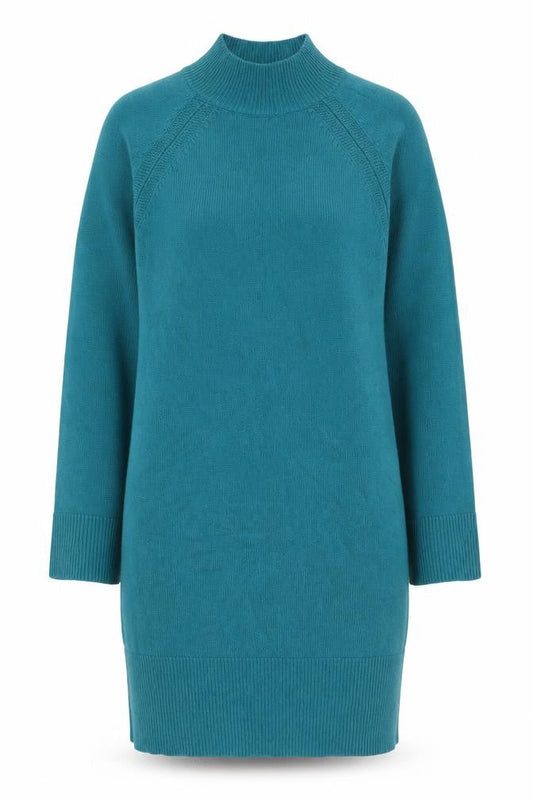 Front view of Jaeger Women’s Green Wool Cashmere Mock Neck Jumper, size S
