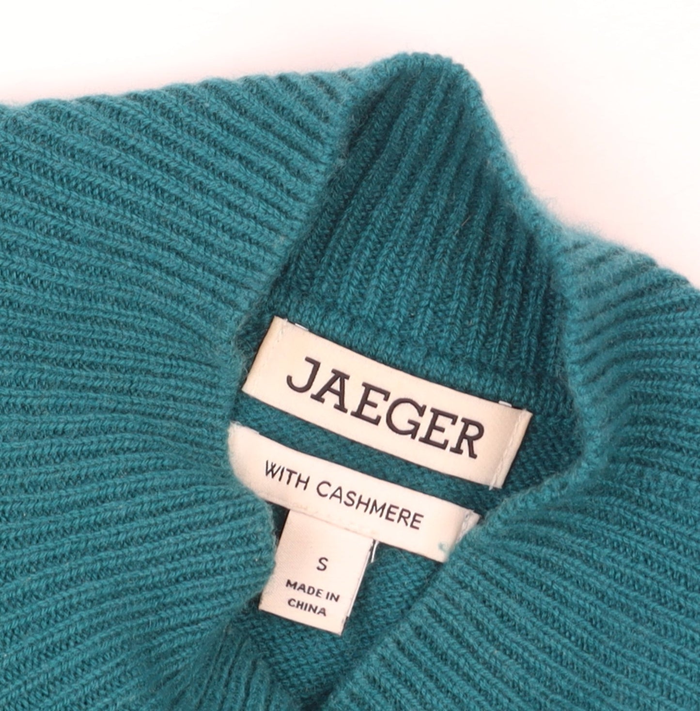 Jaeger Women’s Green Wool Cashmere Mock Neck Jumper Size S
