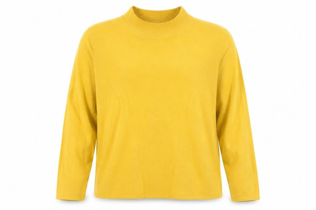 Bonmarché Women Yellow Acrylic Mock Neck Pullover Jumper Size 24/26