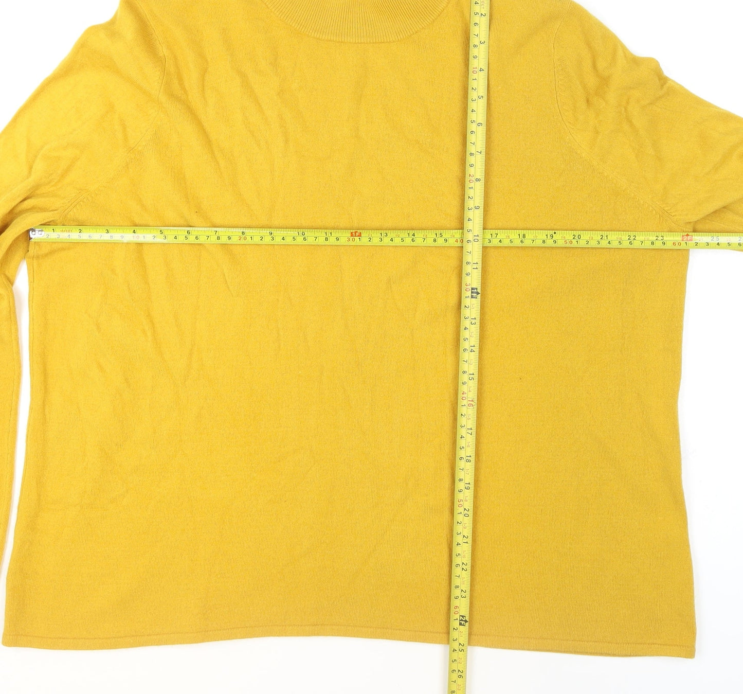 Bonmarche Women Yellow Acrylic Mock Neck Pullover Jumper Size 24/26
