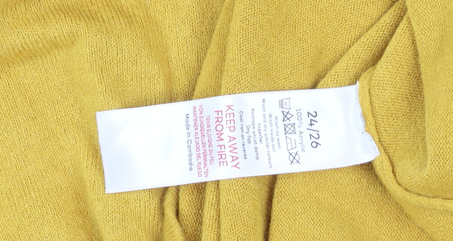 Bonmarche Women Yellow Acrylic Mock Neck Pullover Jumper Size 24/26