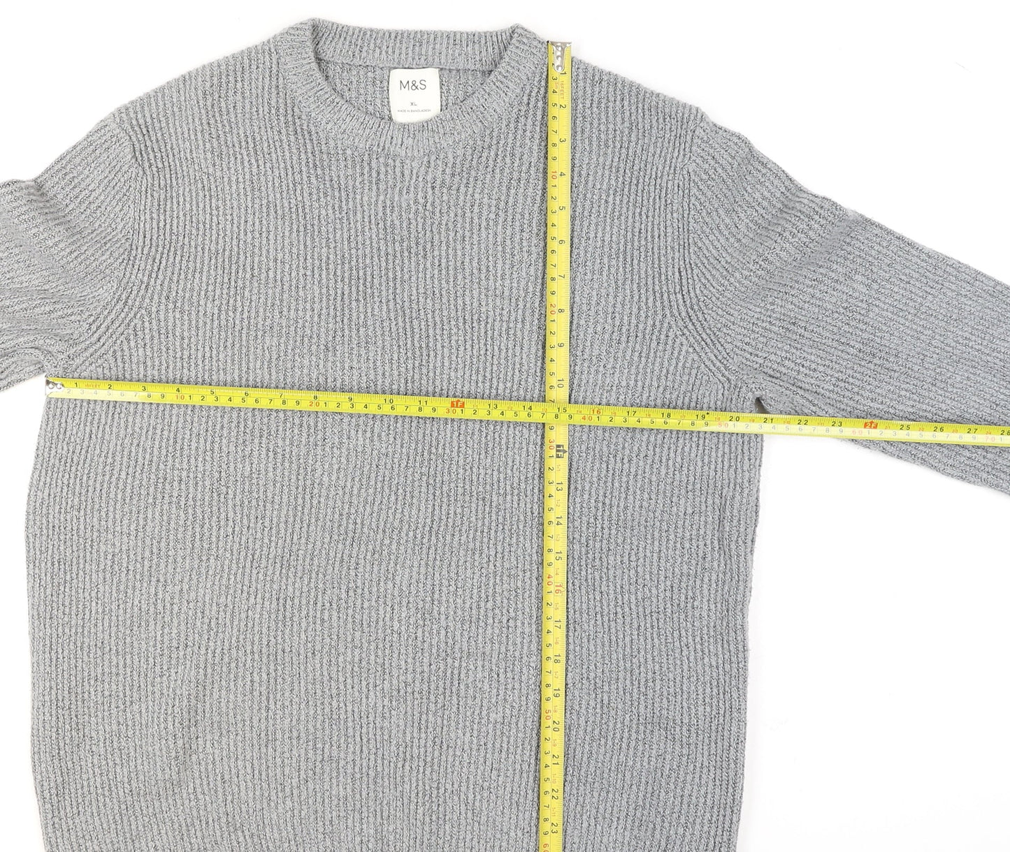 Marks and Spencer Women Grey Chunky-Knit Wool Blend Jumper XL