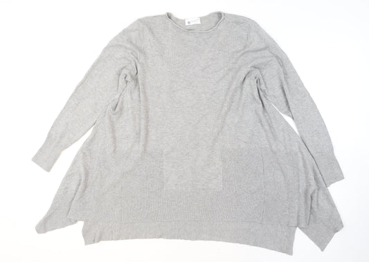 Anamor Women Grey Relaxed Fit Knit Long Sleeve Pullover Jumper M