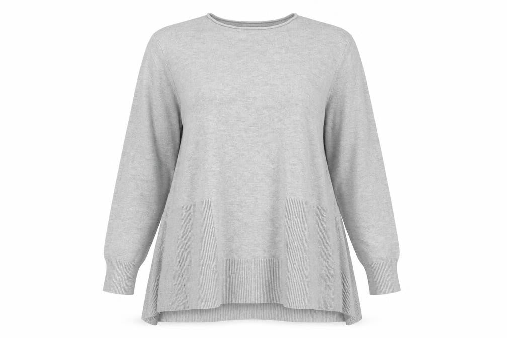 Anamor Women Grey Relaxed Fit Knit Long Sleeve Pullover Jumper M