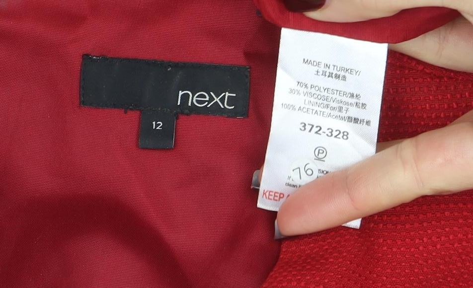 Next Women Red Sheath Belted Knee Length Dress Size 12