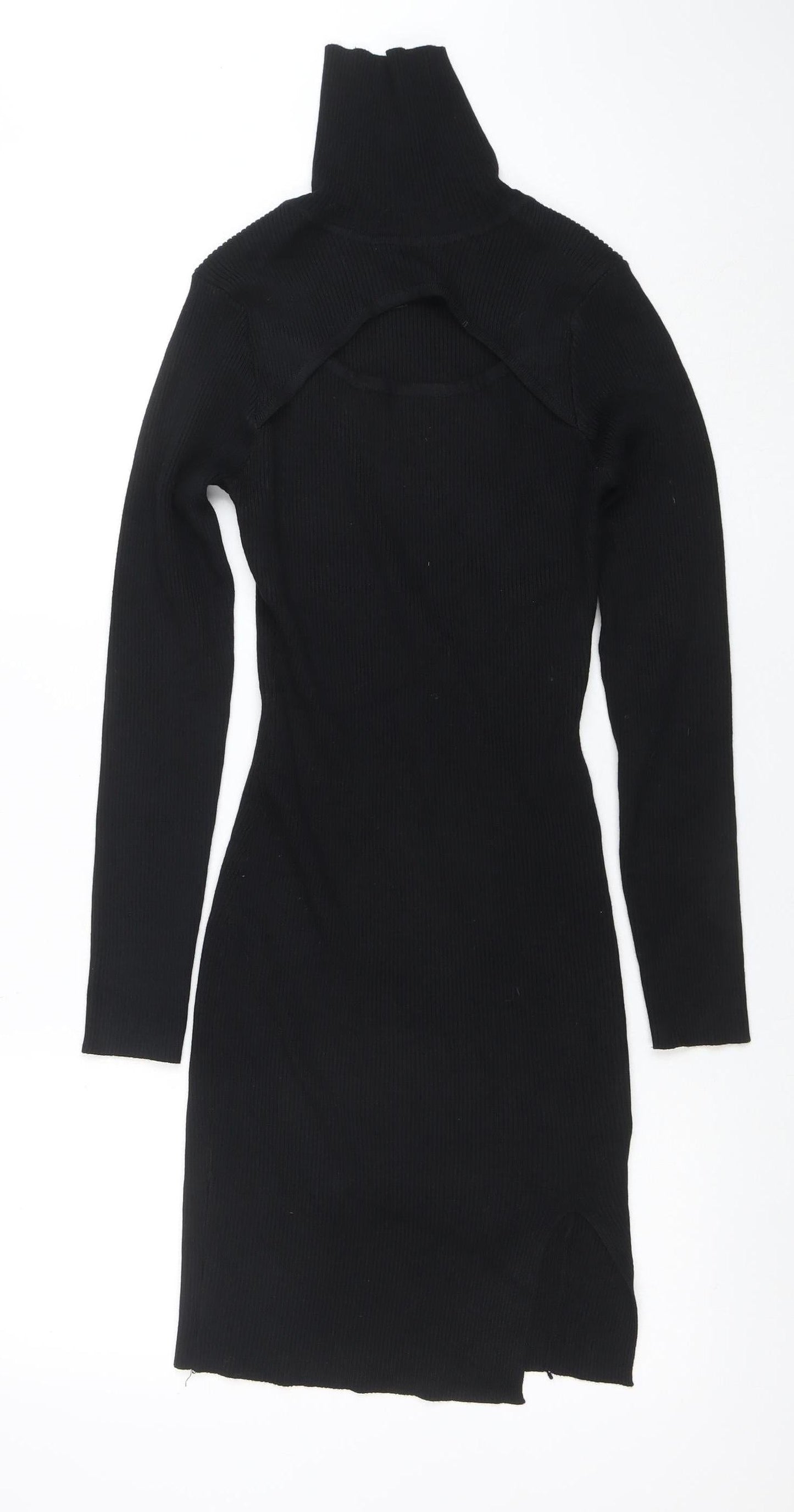 Pink Vanilla Women's Black Knit Bodycon High Neck Dress M
