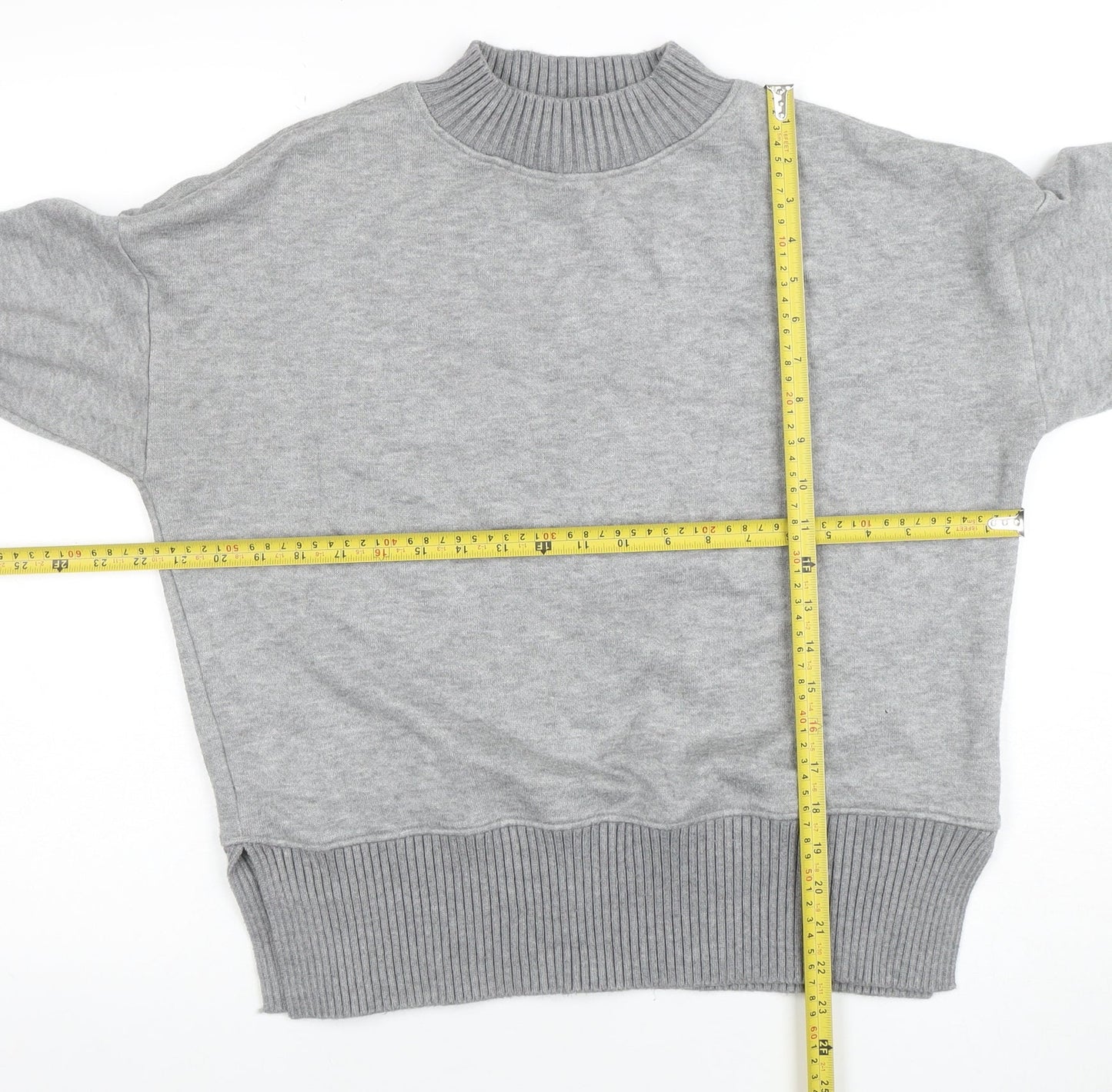 NEXT Women Grey Mock Neck Knit Jumper M Relaxed Fit Pullover