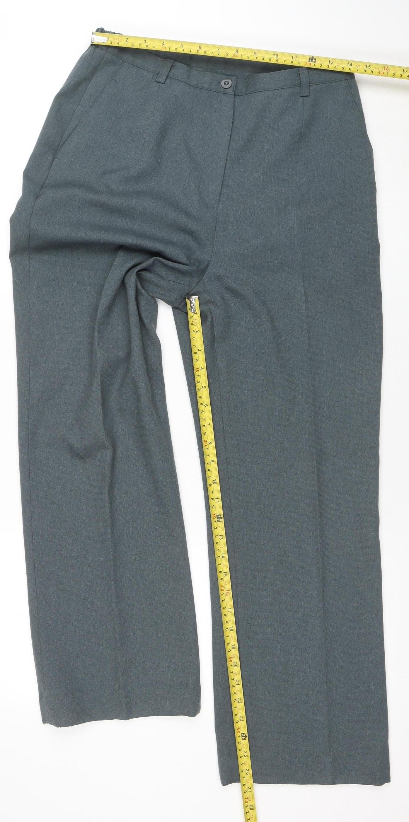 EWM Women Grey Size 12 Straight Leg Polyester Trousers