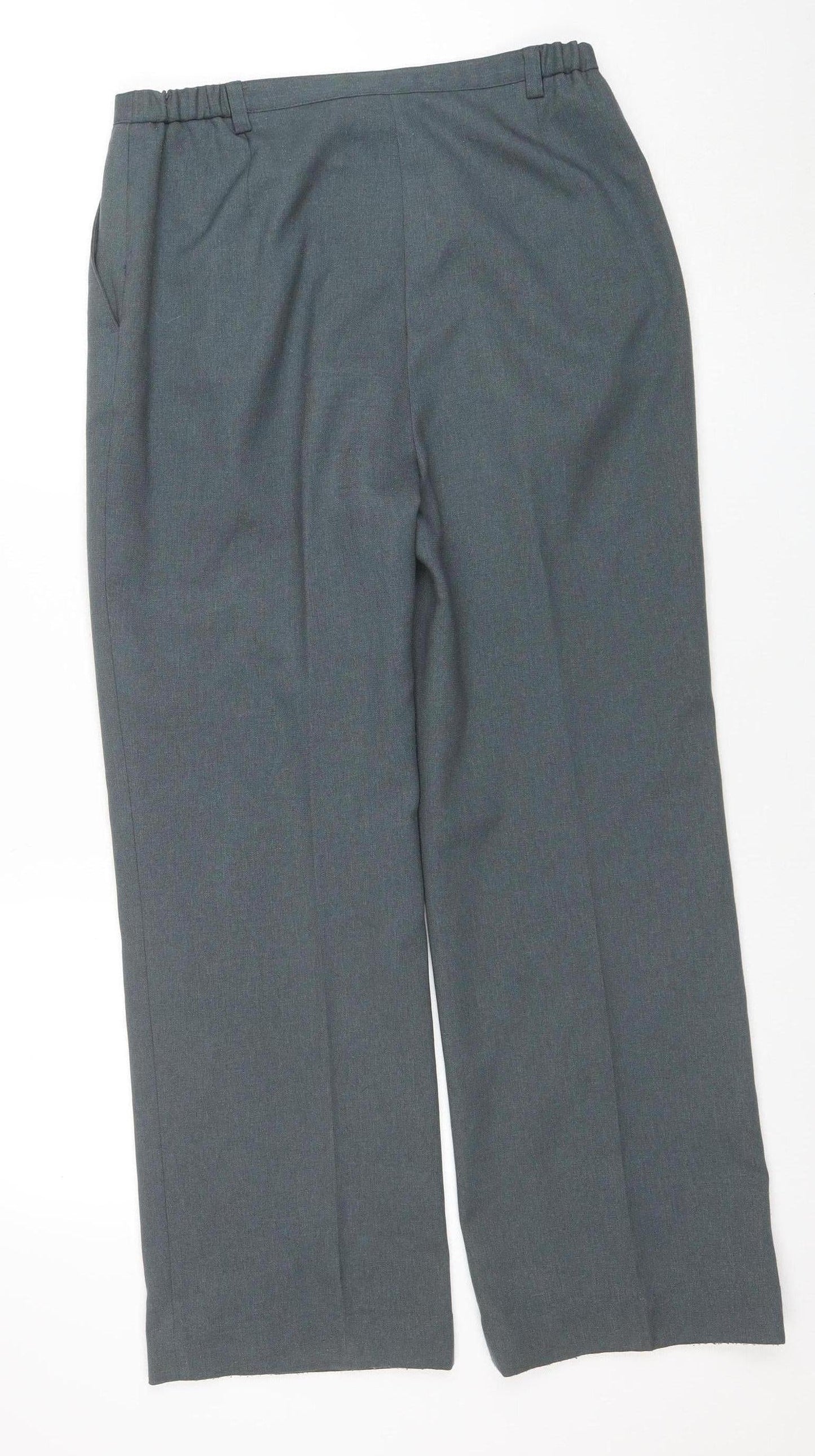 EWM Women Grey Size 12 Straight Leg Polyester Trousers