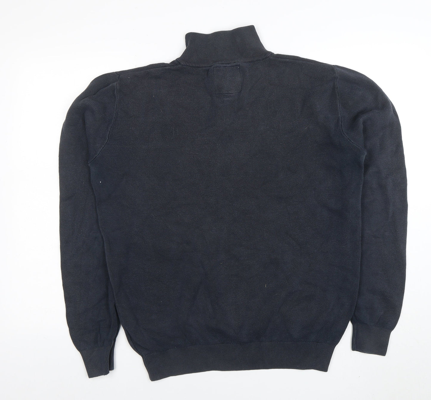 Next Men’s Blue 1/4 Zip High Neck Cotton Jumper Size M