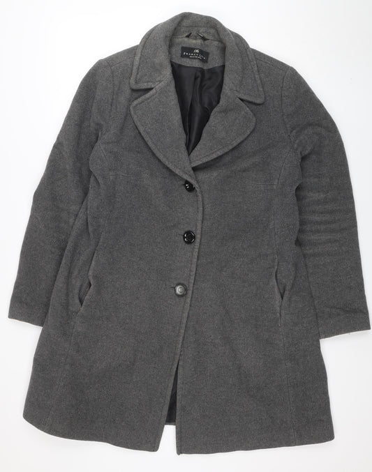 Franca Luca Women's Grey Wool Blend Mid-Length Overcoat Size 18