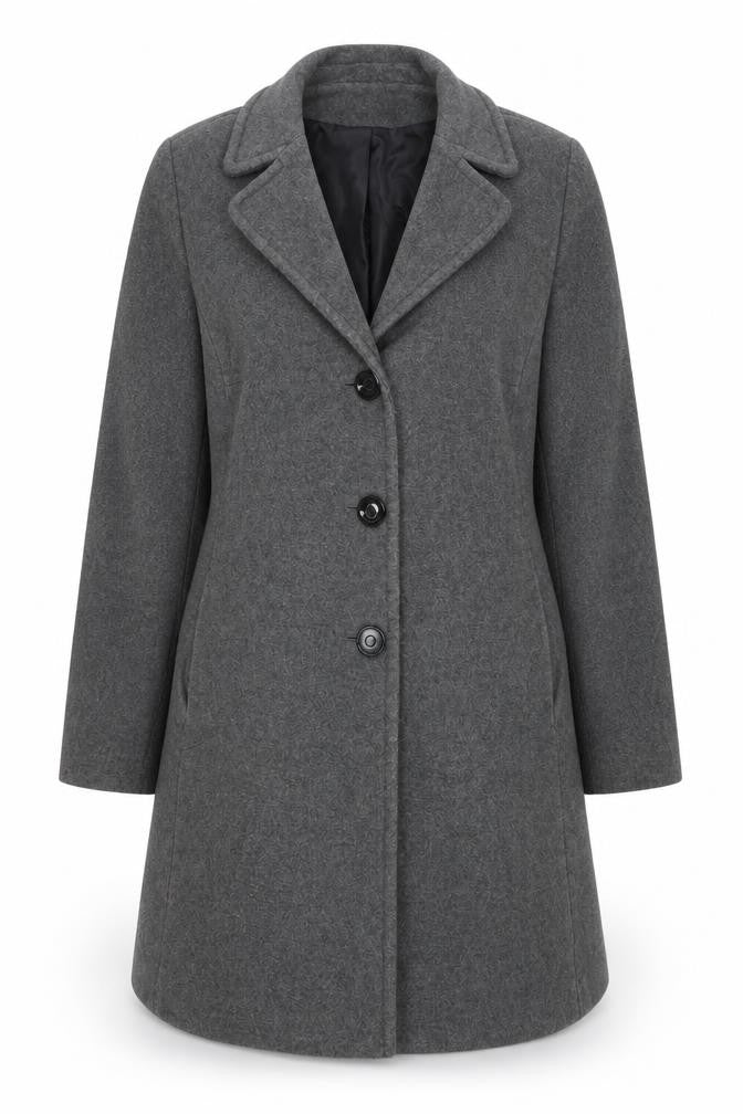 Franca Luca Women's Grey Wool Blend Mid-Length Overcoat Size 18