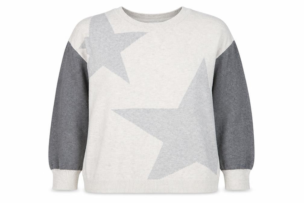 Woolovers Women Beige Star Pattern Crew Neck Wool Cotton Jumper Size 12