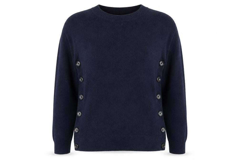 Boden Women Blue Wool Blend Button Side Jumper Size S