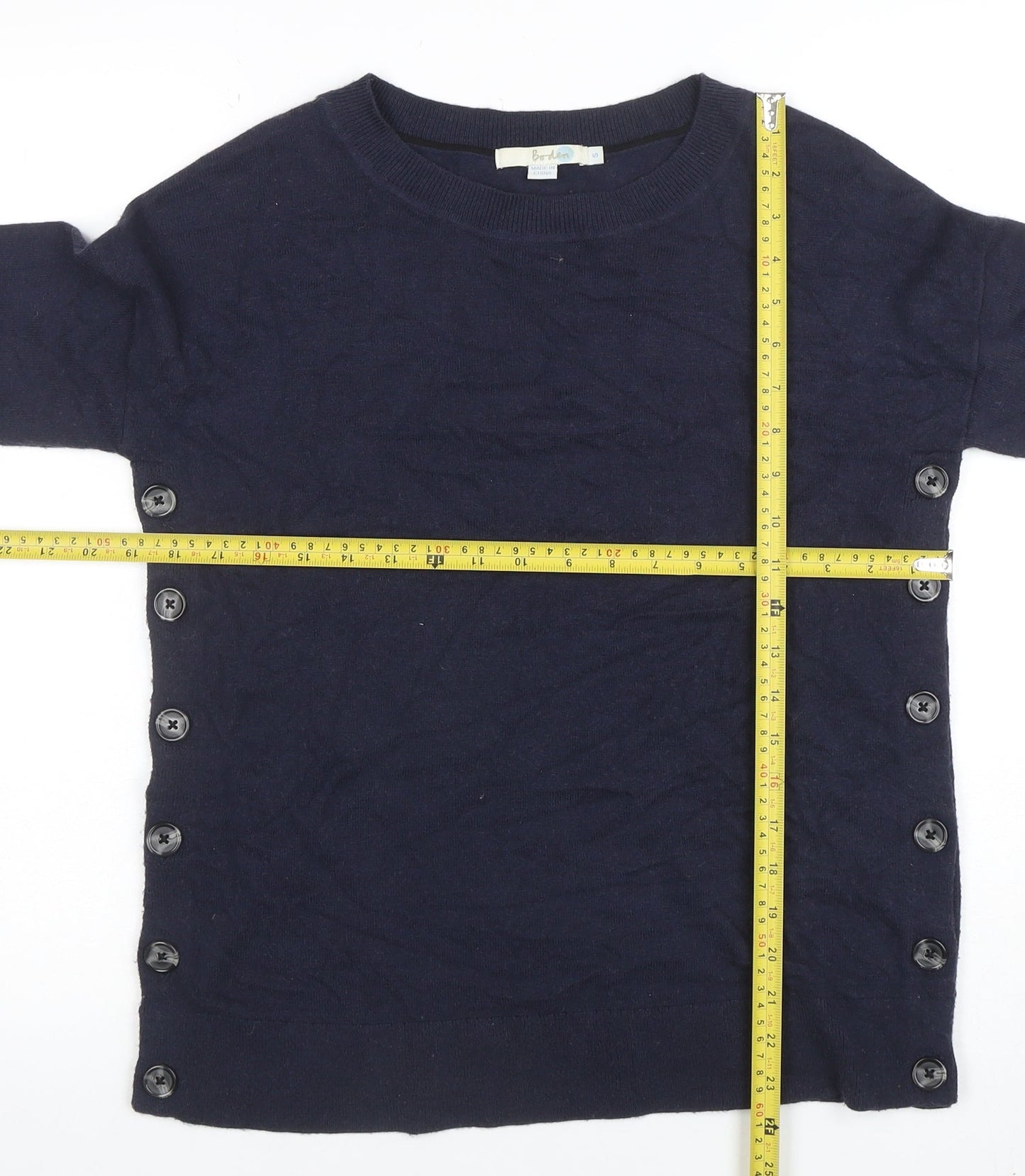 Boden Women Blue Wool Blend Button Side Jumper Size S
